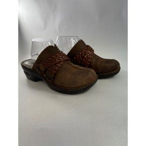 b.o.c born concept leather women's brown clogs mules size 10 pre-owned
